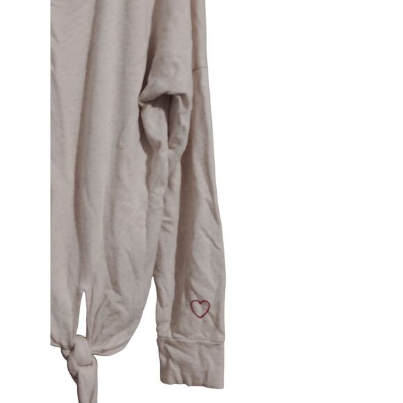 Lucky Brand Womens Tie Front White Blouse with Heart on Sleeve Size M - Picture 2 of 6